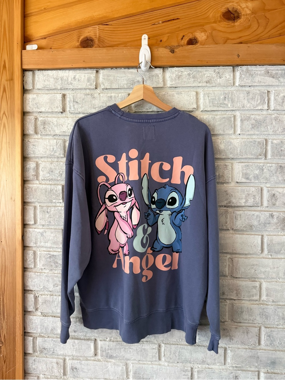 Oversized Stitch & Angel Crewneck Sweatshirt